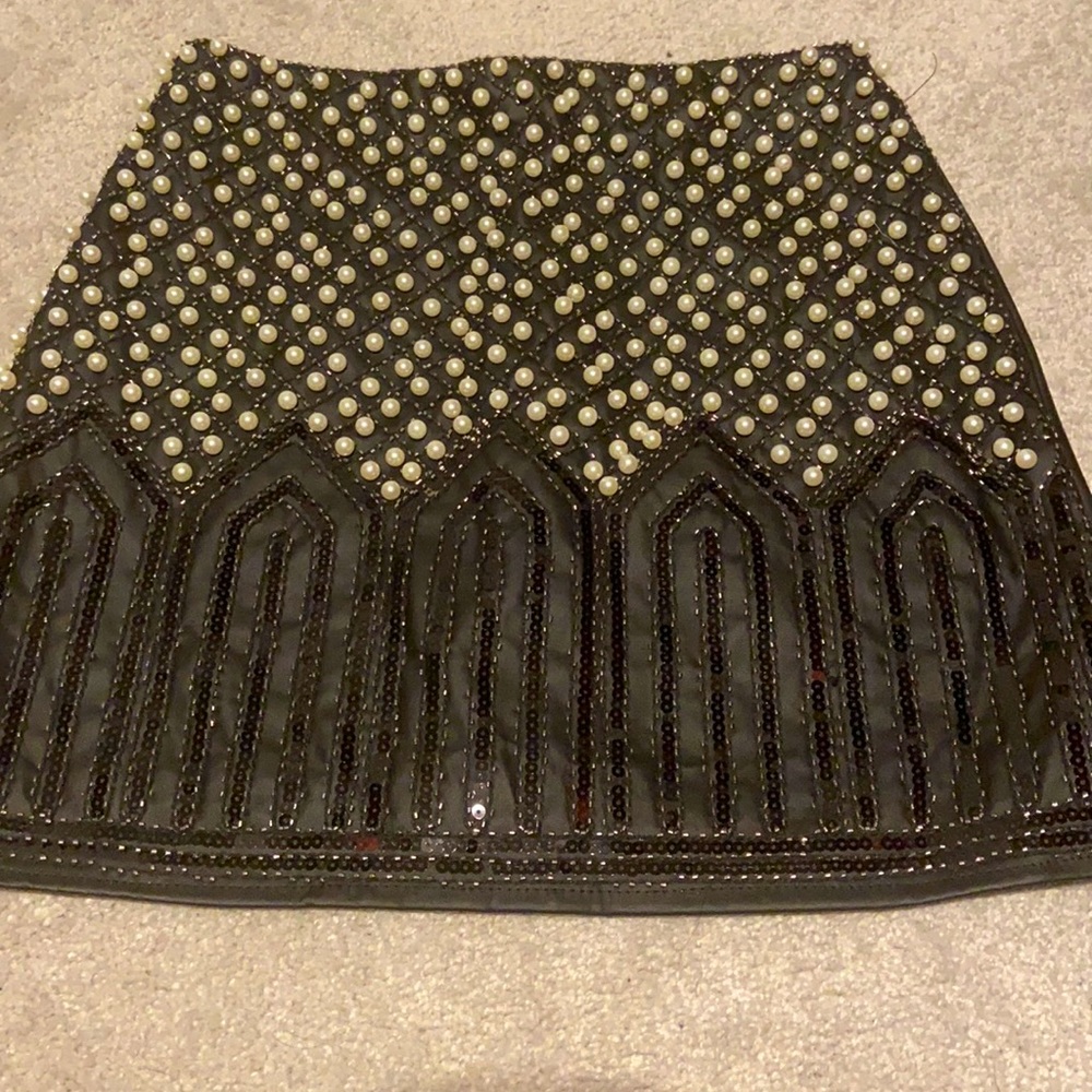 Black Pearl Leather Skirt